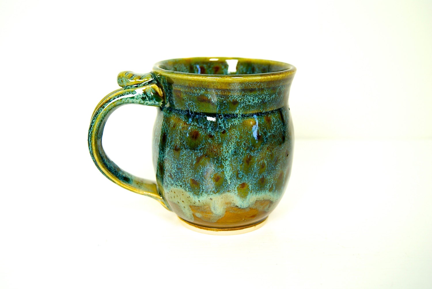 Mug / Coffee Mug / Ready to Ship / Handmade Pottery / Green Brown