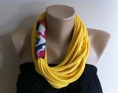 Scarf Necklace- Yellow &  Neon Camo Print Scarflace