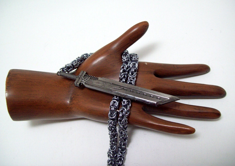 Mens necklace, final fantasy, mens jewelry, Geekery, Buster sword, advent children, sword, necklace, FF7