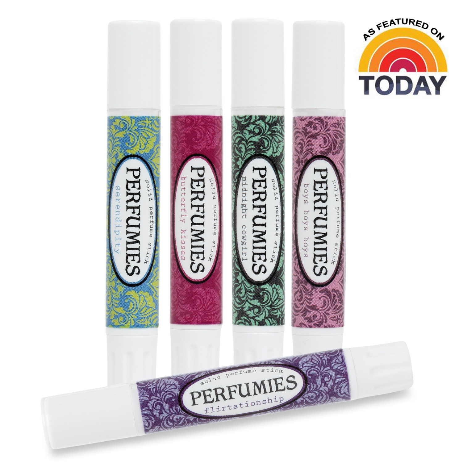 Solid Perfume Sticks - The Floral Set - Travel Fragrance - Butterfly Kisses, Flirtationship, Serendipity, Midnight Cowgirl, Boys Boys Boys