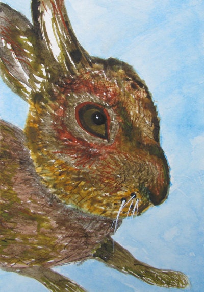 Baby Bunny Rabbit, Original ACEO, Artist Trading Card, ATC. Easter