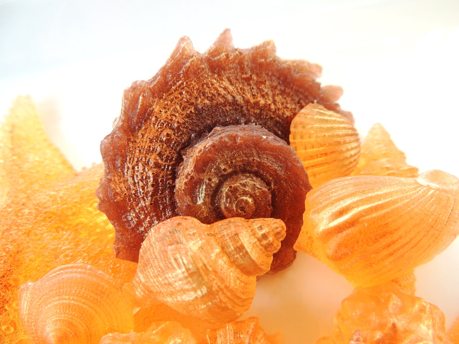 SHELL SOAP, Sunset by the Sea, Copper, Gold, and Sunset Colors, Scented in Ocean Mist, Vegetable Based Handmade