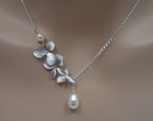Swarovski Pearl and Flower Bridal Bridesmaids Necklace, The Orchid