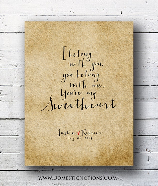 Custom Art Print: ANNIVERSARY gift, Wedding VOWS, Bride & Groom First Dance Lyrics
