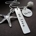 Personalized Beach Star Fish Necklace Sterling Silver Hand Stamped Jewelry TWO Disc Name Necklace, Custom Crystal