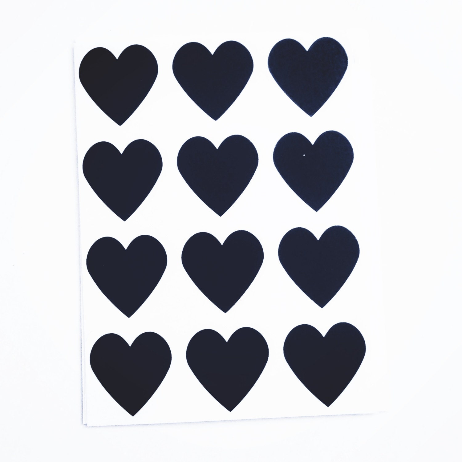 48 Heart Label Stickers- BLACK