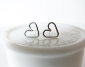 Silver Heart Post Earrings Girls Birthday Gift Small Sterling Nickel Free metalwork sensitive skin jewerly