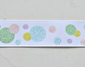 Pastel sparkly dots on white 7/8" grosgrain ribbon- Easter Il_170x135