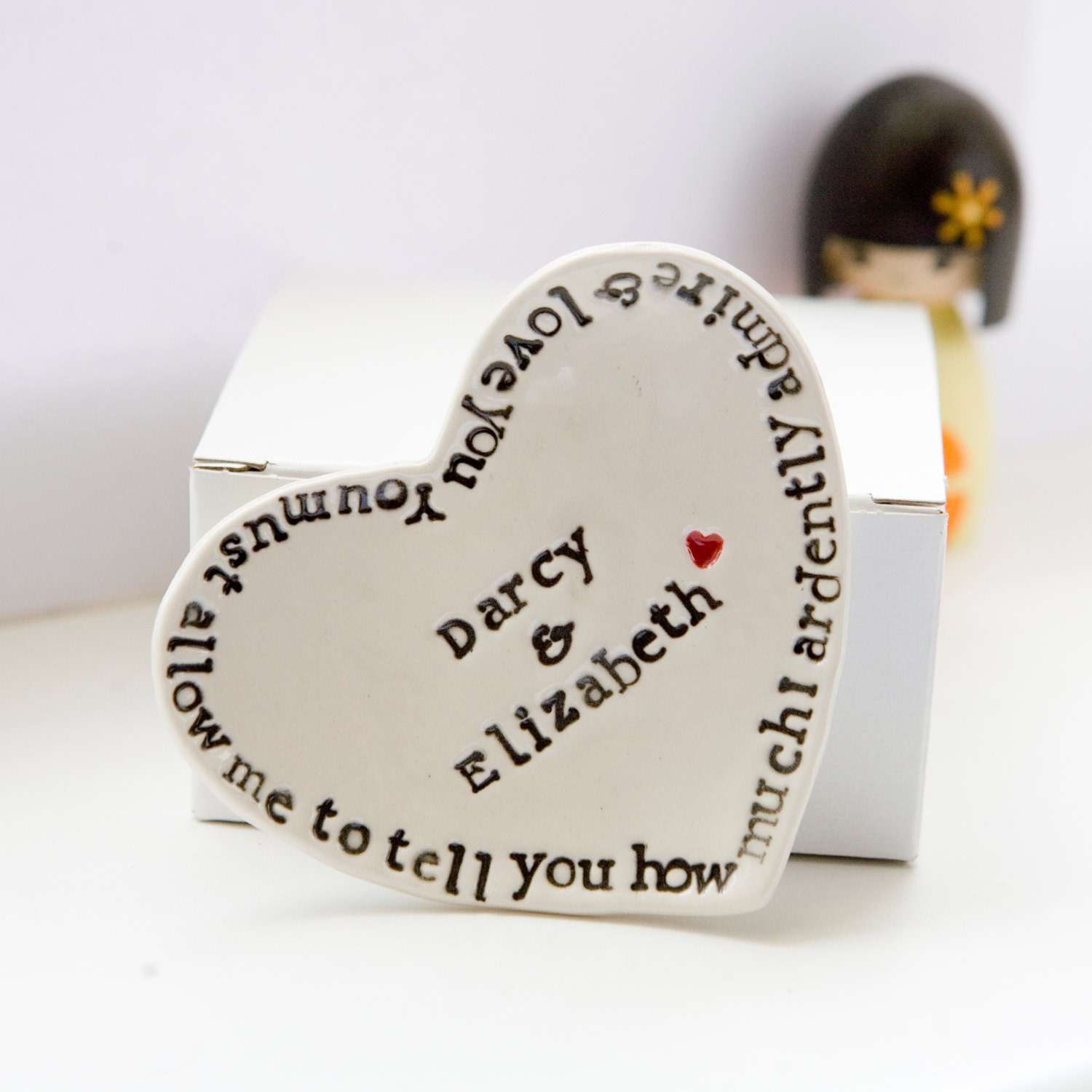 Mr Darcy proposal love quote personalized wedding ring dish engagement gift bearer bowl Pride and Prejudice