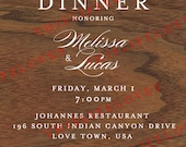 Woodgrain Invitation - rehearsal dinner, shower, wedding