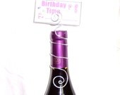 10 Cardholder Wedding Wine Bottle topper placecard holder, table number,  photo holders Purple  Aluminum   Wire