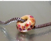 SALE Handmade Lampwork Opal Yellow base with pink, rose and purple Frit Troll Bead (1 )- Organic Collection - LEteam