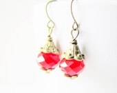 Coral Earrings Victorian Earrings Orange Dangle Earrings Romantic Jewelry Bridesmaids Vintage Style Earrings - TwigsAndLace