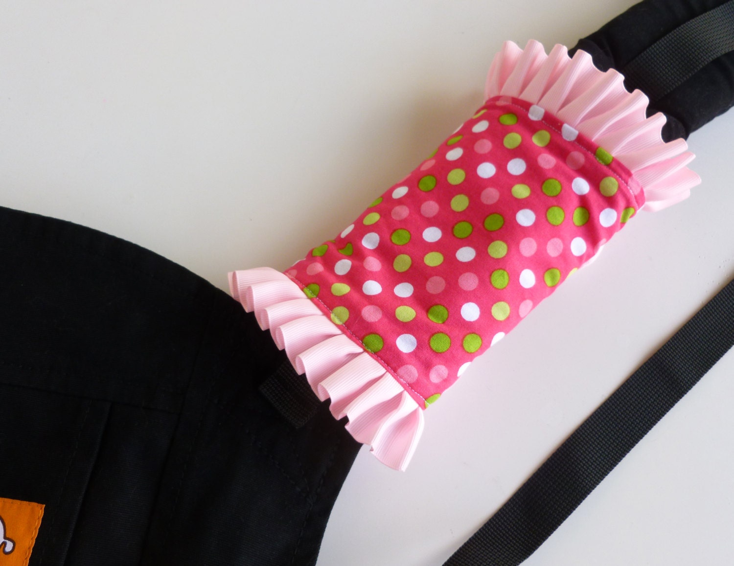 Double Ruffled Baby Carrier Drool Pads/Suck Pads-Reversible-You Choose Snaps or Velcro