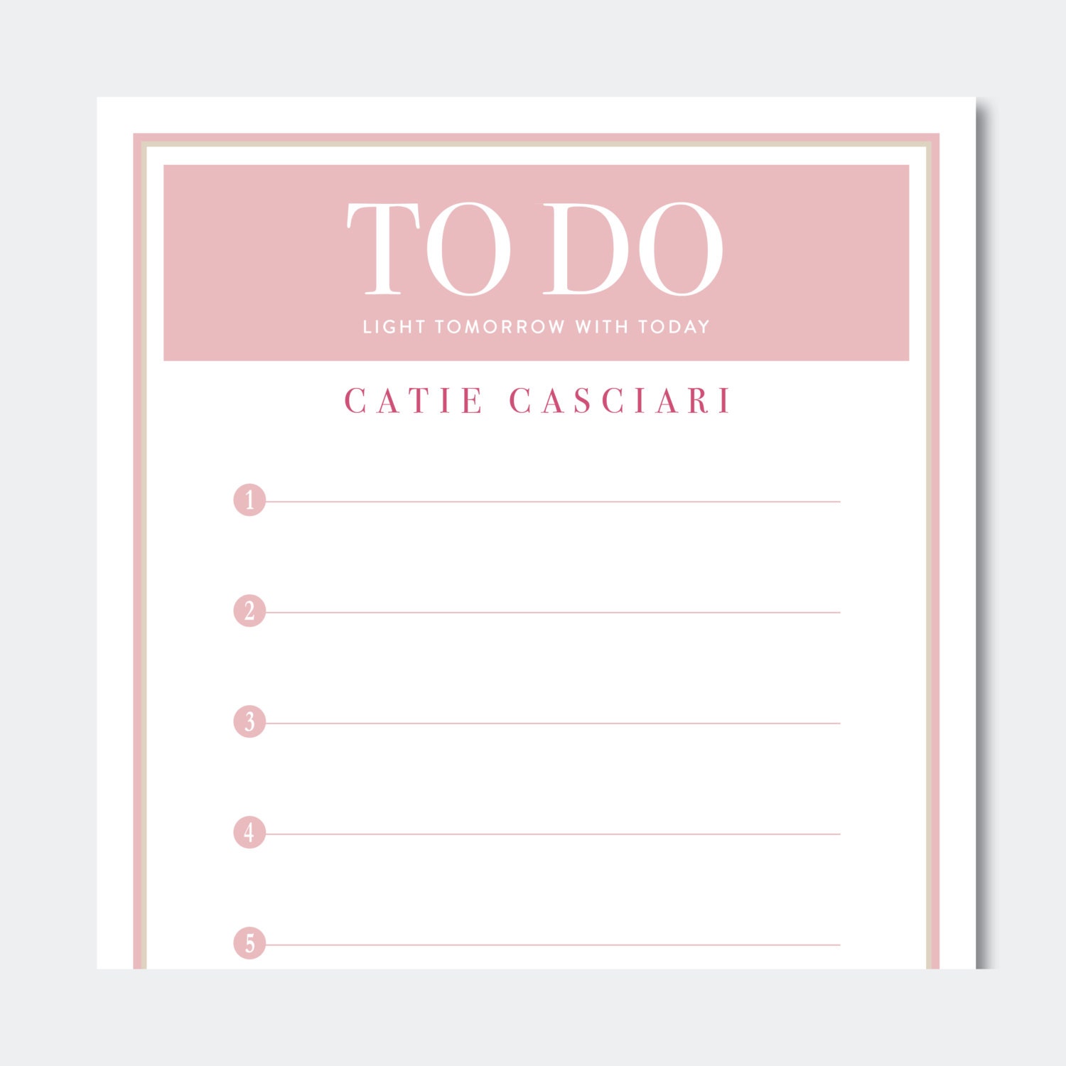 TO DO - Light Tomorrow with Today. Personalized To-Do Notepad in Coral and Fuchsia, Customized with your Name