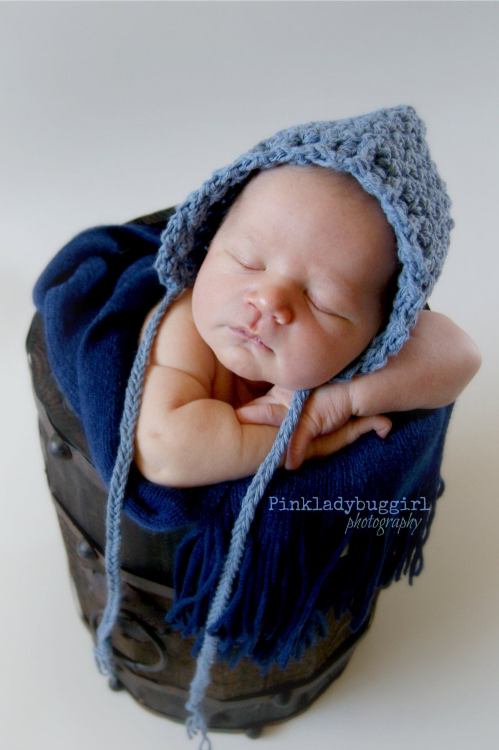 Newborn blue crochet cap photo prop hat FREE SHIPPING