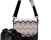 DSLR Padded Camera Bag, Women's Handbag,  Water Resistant  Padded Camera Bag Pockets, Rain Rated Water Repellent Material Chevron, In Stock