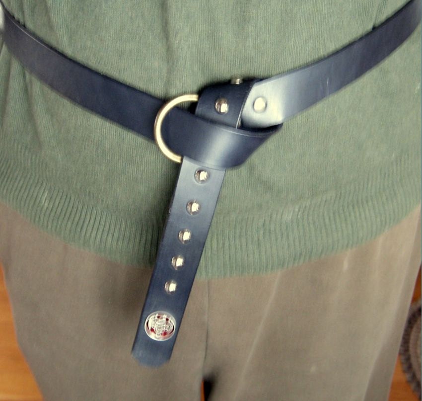 Medieval Ring Belt Black Leather Belt Renaissance Belt Celtic Dragon Belt SCA Red