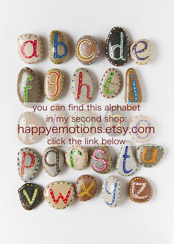 Alphabet Beach Stones for Kids, Sea Pebbles Gift Ideas, Educational Toys, Rocks