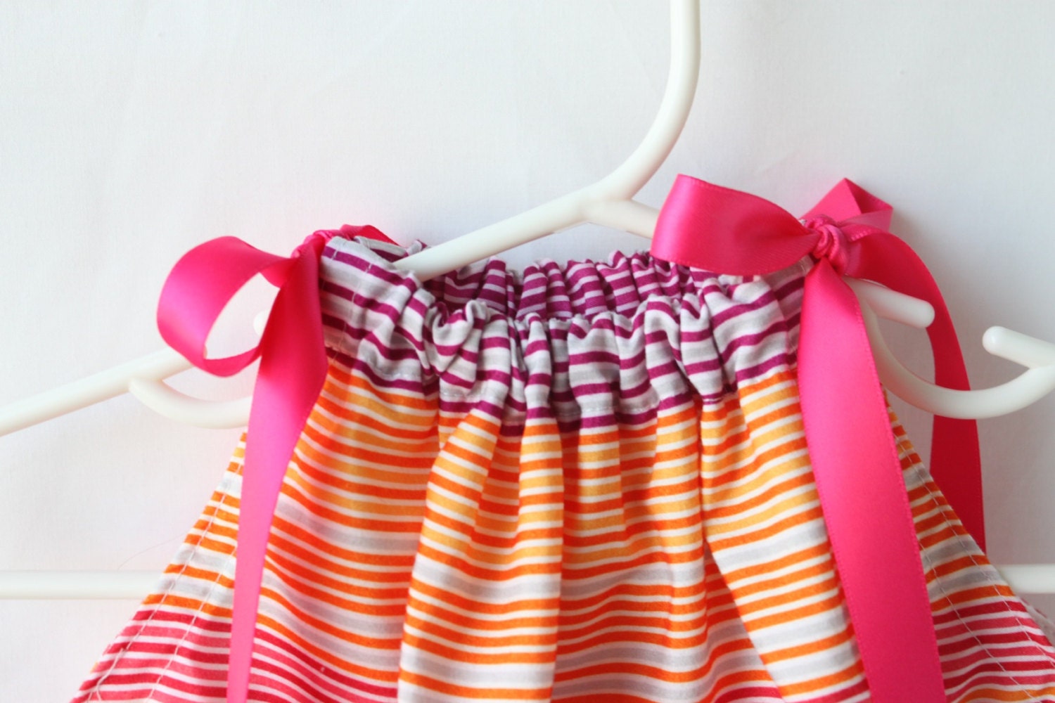 Pillowcase Dress Pink, Purple, Orange Stripe Baby Tunic 3, 6, 12, 18, 24 months size