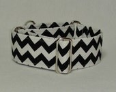 2 Inch Martingale, Sighthound Collar, Black and White Chevron