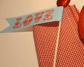 Blue and Red Valentine Flags set of 4
