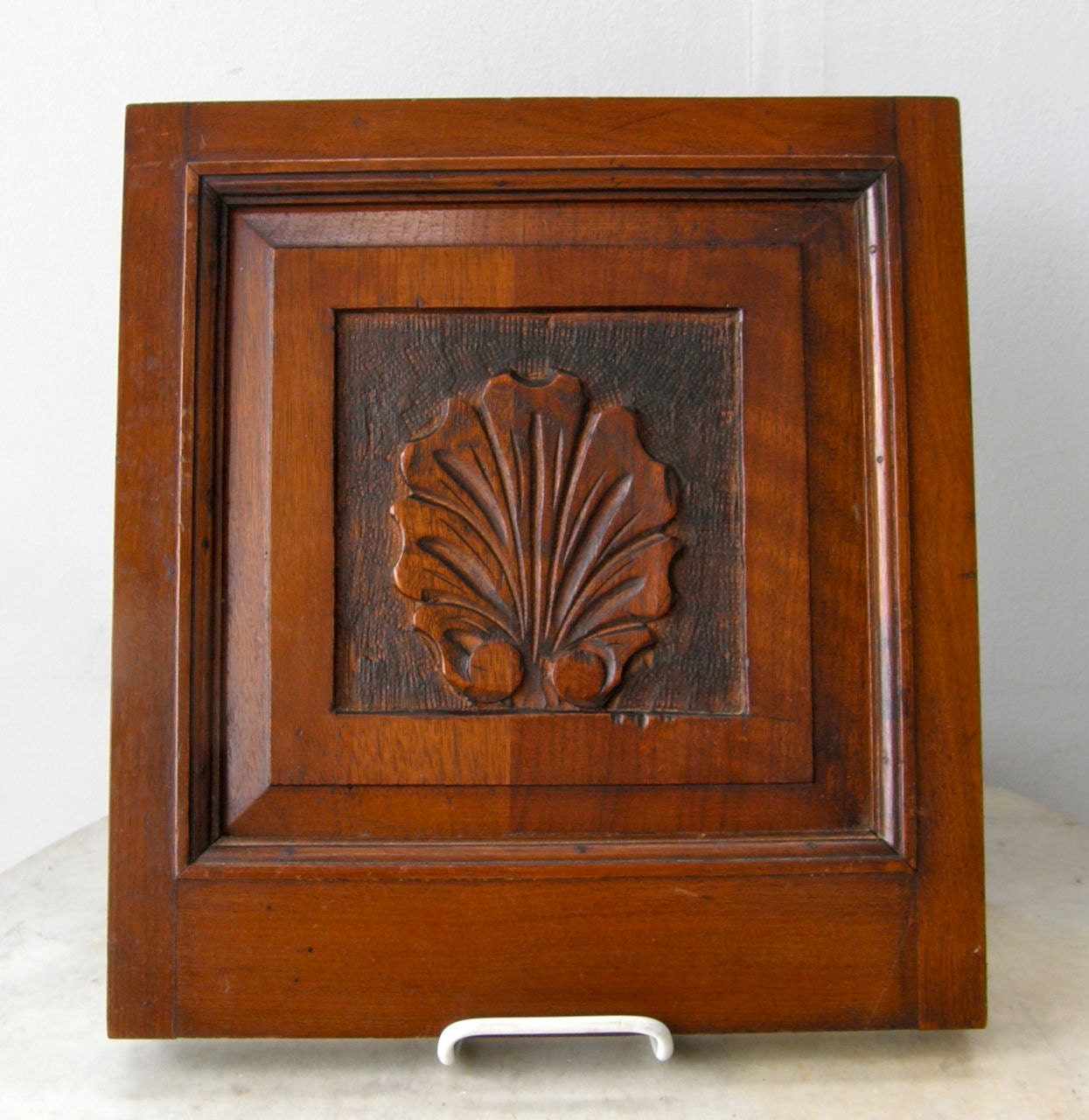 ANTIQUE WALNUT PANEL Hand Carved Antique Shell Design 11 3/4" x 10 3/4" x 1"