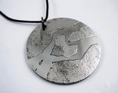 Four Hands, One Love Pendant - Etched Stainless Steel - Handmade