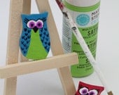Owl Brooch- Wooden Painted Brooch