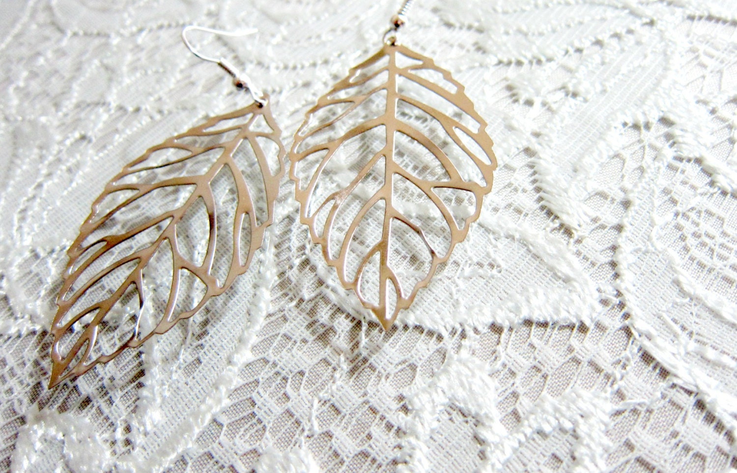 Leaf Silhouette Silver Plated Earrings