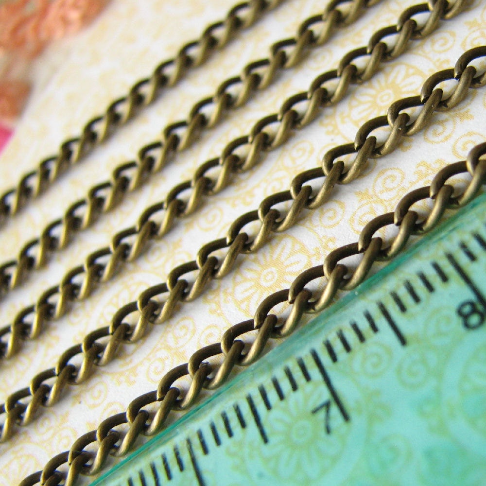 5 meters / 16 feet ... Antique Bronze ... Twist Link  Chain 3mm x 5mm x .8mm -- Lead, Nickel & Cadmium free 003YAB.16 3oz