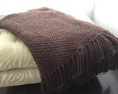 Handknit large chunky throw blanket
