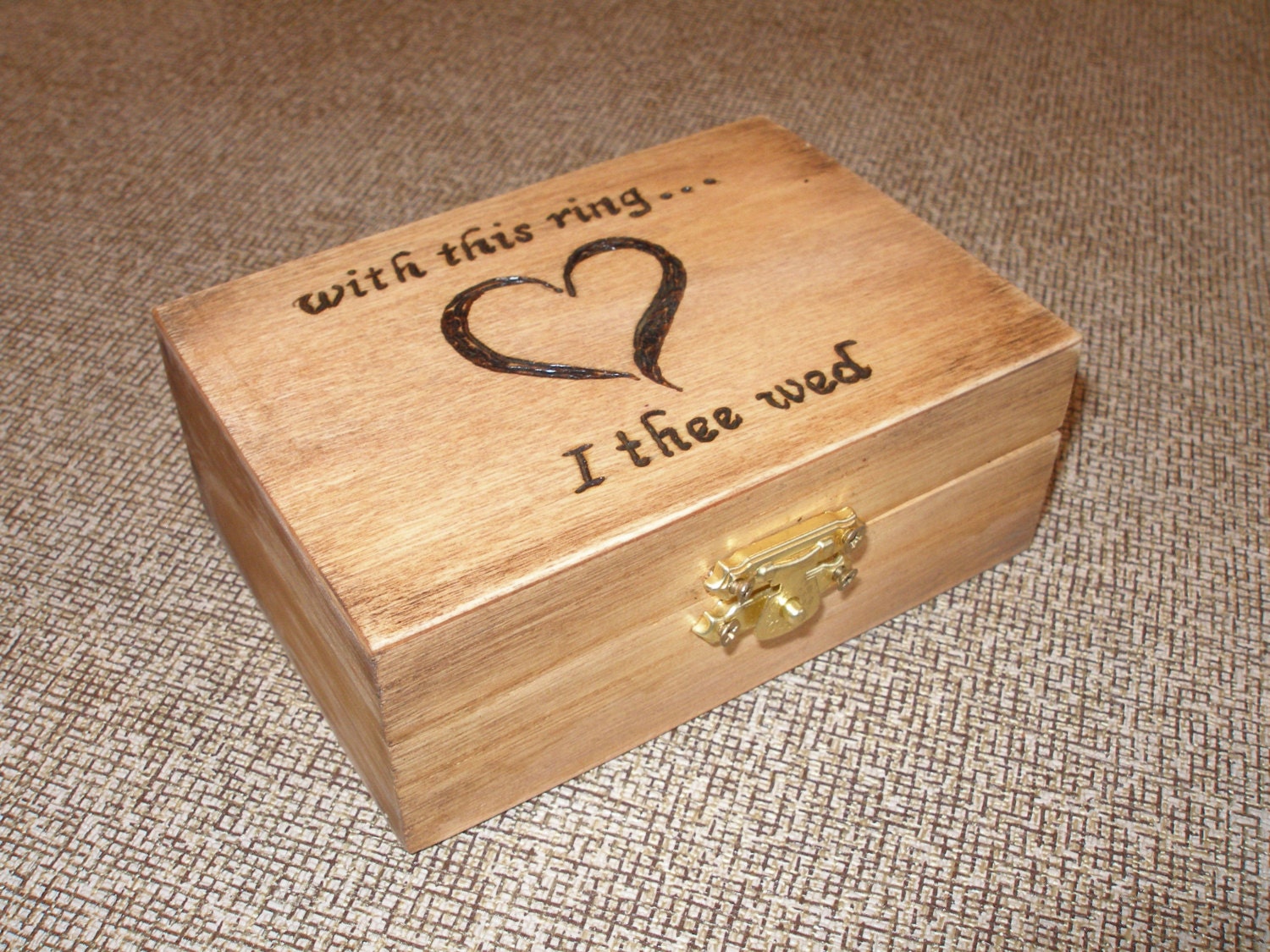 Vintage Looking Hand Burned Personalized  Ringbearers/Keepsake  Box....Rustic Wedding....Jewelry