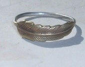 Little Feather- Sterling Silver and Brass -Stacking Ring