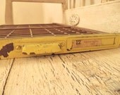 Vintage Letterpress Printers Block Tray - Chippy Yellow Handle