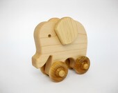 Organic Wooden Toy Elephant Push Toy