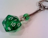 Dungeon and Dragons D20 Dice Keychain, GREEN