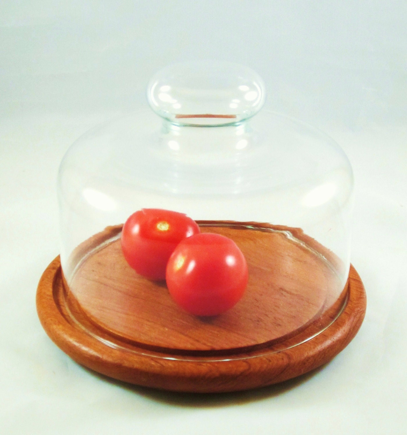Vintage Teak Cheese Dome with Hollow Handle by GAILSTYN SUTTON