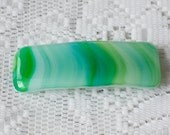 Green Waves Fused Glass Barrette