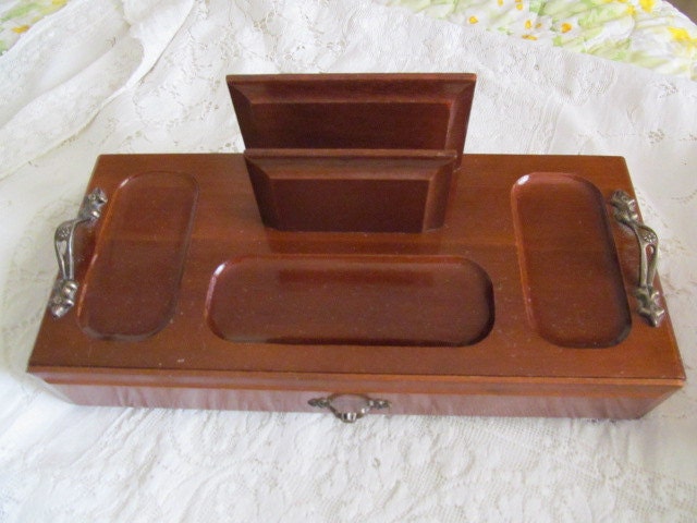 Buy Wood Jewelry Armoire Dresser. - Vintage Wood Valet / Jewelry Box/ Dresser Box for Men