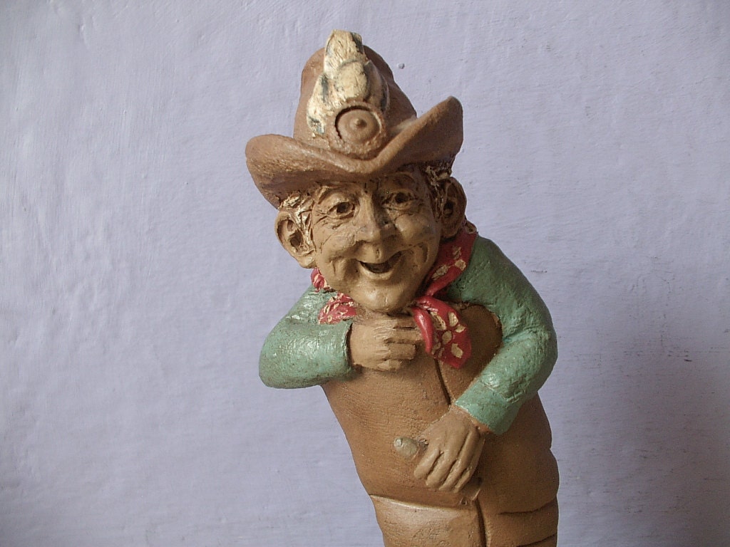 Vintage Tom Clark gnome figurine, Boots, 1983, hand signed, cowboy figurine, western decor, 1980's kitsch