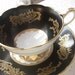 Antique gold dragons tea cup, Vintage 1950's Royal Stafford English tea set, black and gold bone china tea cup, black tea cup