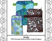 PDF Sewing Pattern, iPhone 5, iPhone 4s, iPhone 4, and other gadget case with zipper, 3 sizes, 3 style variations "Molly"