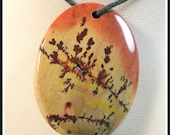 2nds Drawer - Patterned Oval Focal Bead Made From Owyhee Mountain Dendritic Jasper