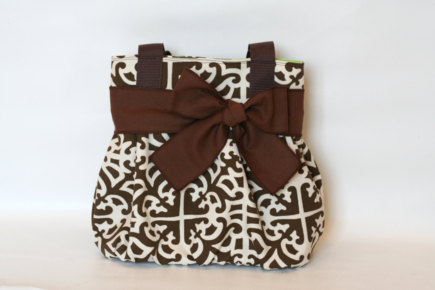 Classic Bow Purse (Chocolate Lattice Fabric)