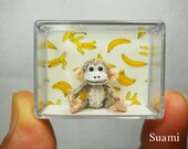 Micro Amigurumi Monkey - 1 inch White Gray Tiny Crocheted Monkeys - Made To Order