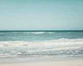 Beach Photography, Landscape Photograph, Soft Blue Beach Decor, Turquoise, Aqua, White, Teal, Seashore, Seascape, Nautical Decor, Ocean Art.