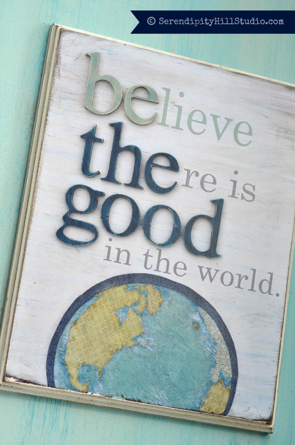 2D 11x14 print on WOOD, BeThe Good collage, typography sign, kids art, playroom print, wall letters, shabby chic art, vintage sign