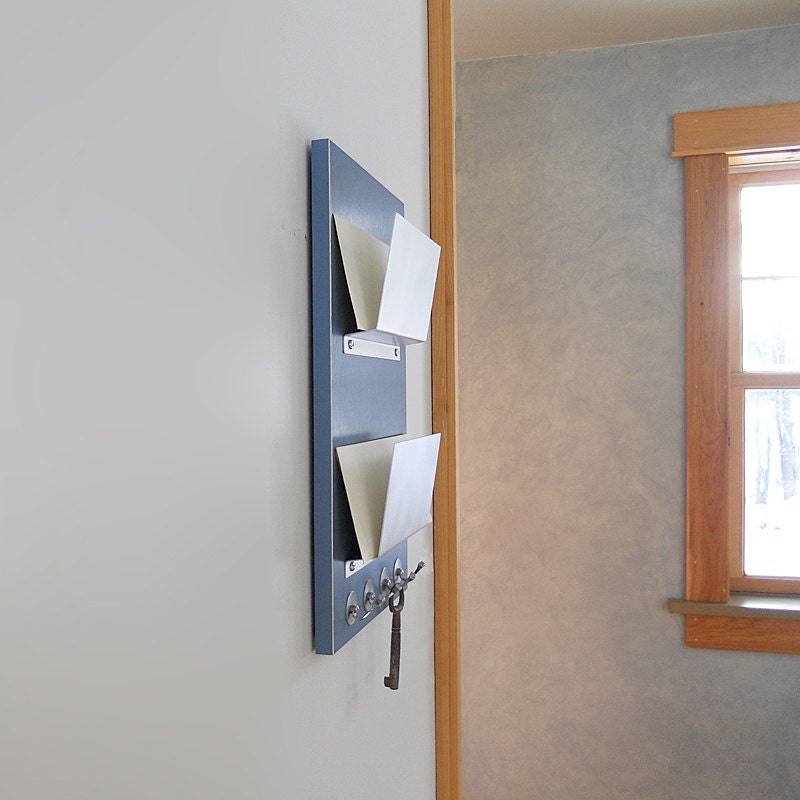 OCEAN: light blue wall mount double mail holder key rack