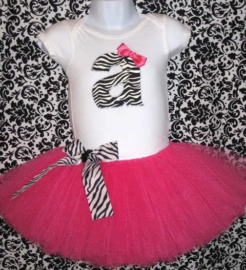Zebra Print Tutu Set with Matching Shabby Rosette Headband...Birthday Photo Prop, Party Dress